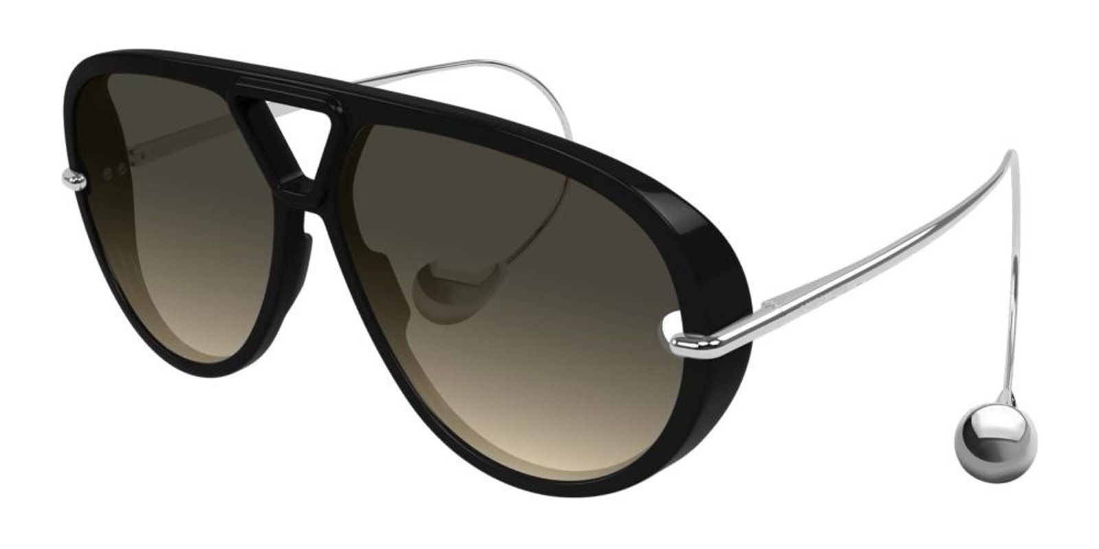 Bottega Veneta Bv1273s 010 Black Silver Brown Grey Earrings Sunglasses Authentic